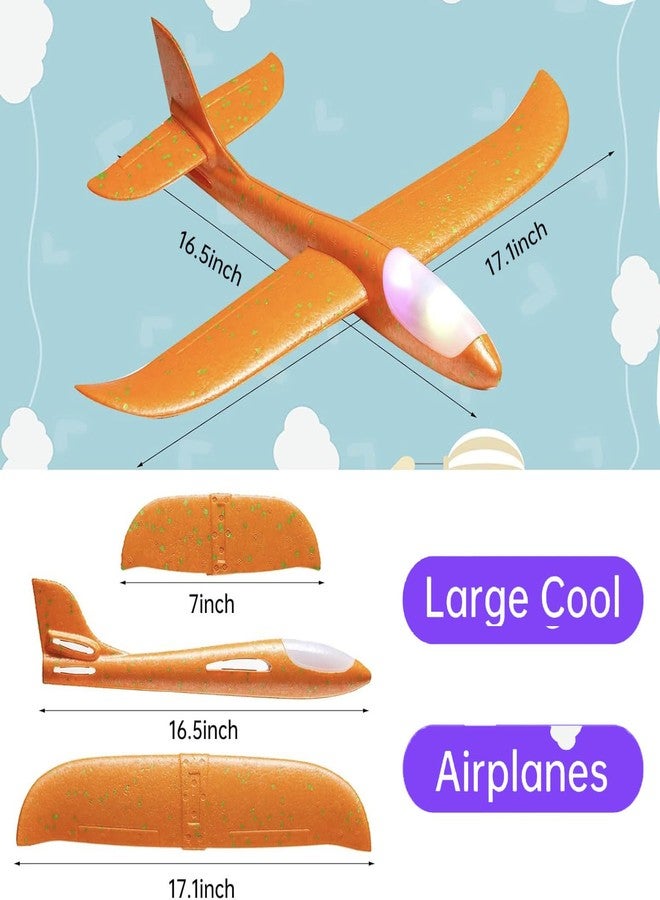 Tivcck 4 Pack LED Light Airplane Toys,17.5" Large Throwing Foam Plane,LED Foam Glider Planes,2 Flight Mode Glider Planes,Airplane Flying Toys for Kids Birthday Gift Outdoor Sport - Image 2